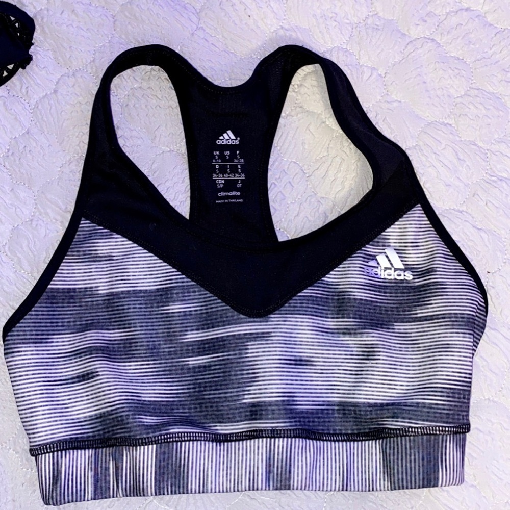 Adidas Women's Black and Gray Sports Bra